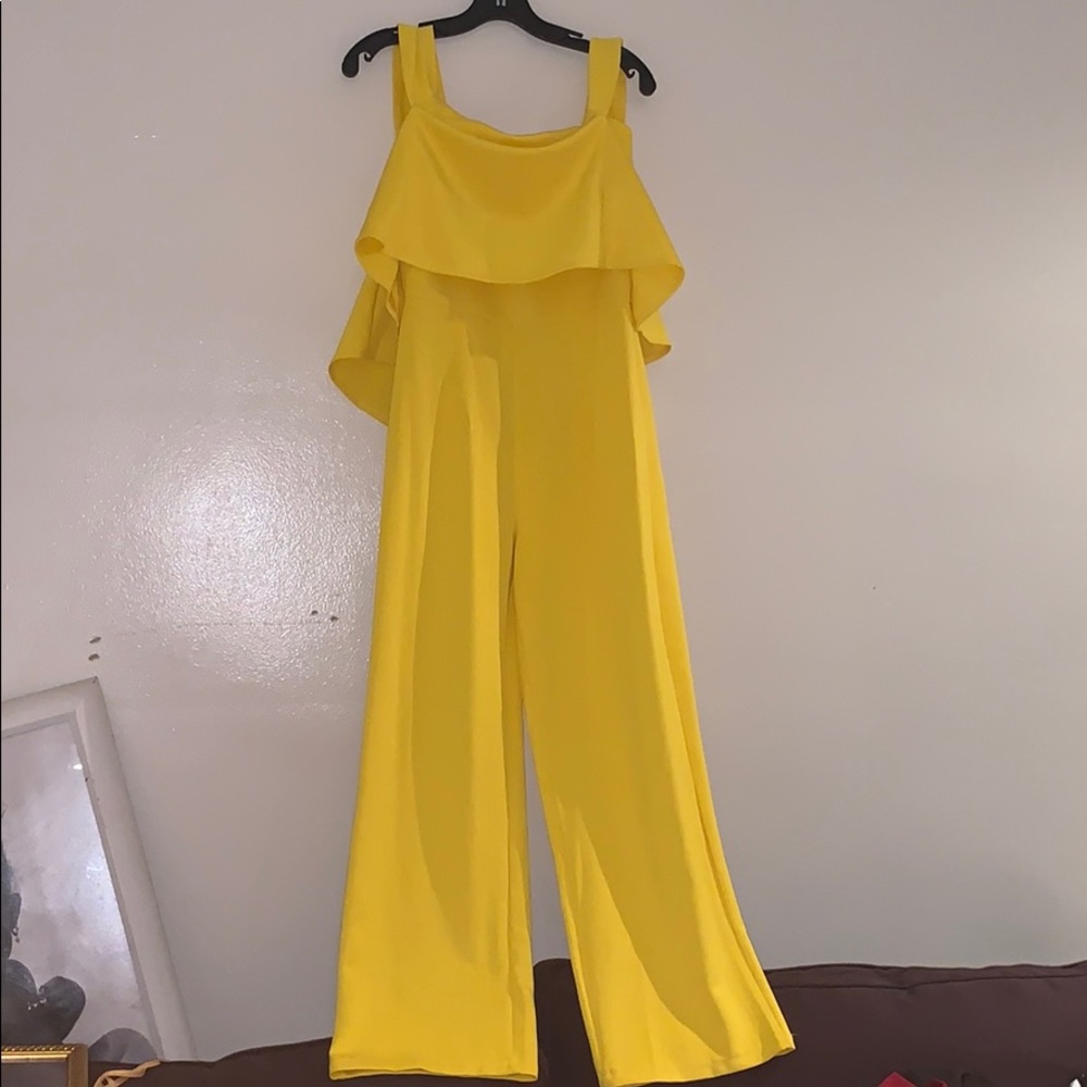 Yellow wide legged jumpsuit Hand made